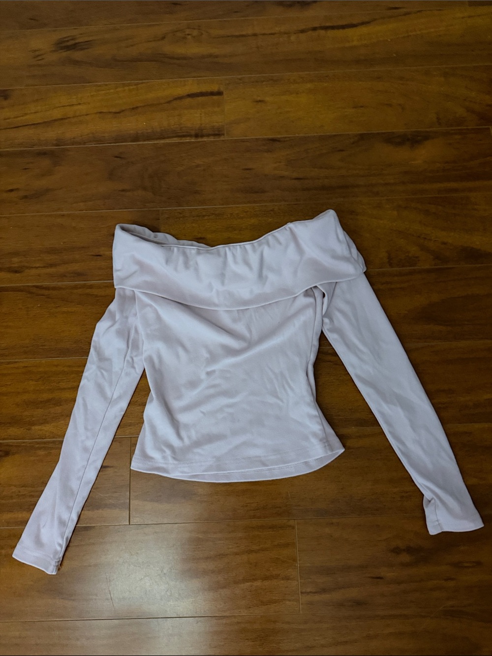 Off-Shoulder Long Sleeve Top in Light pink